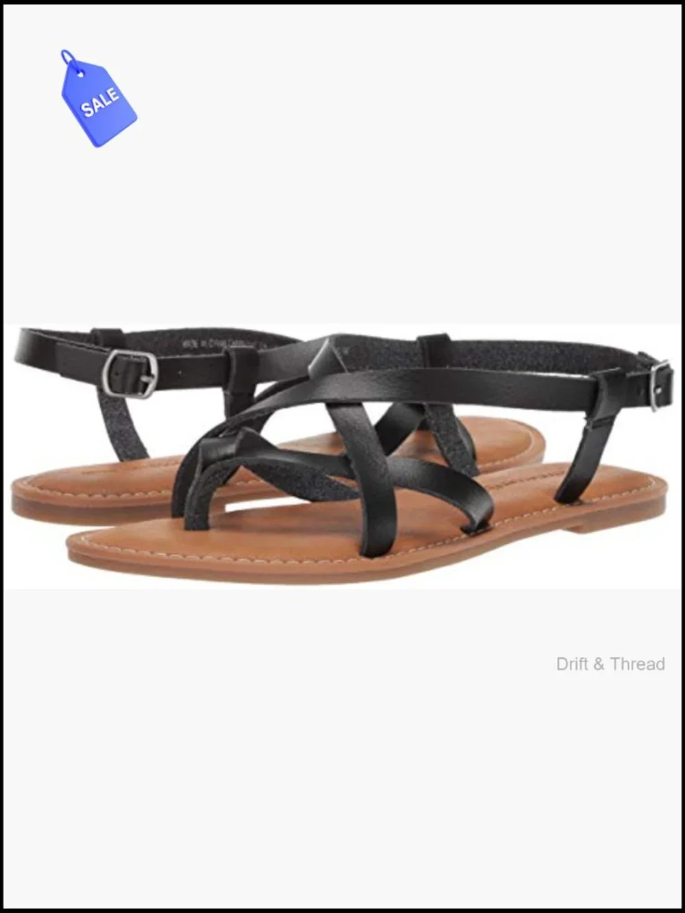 Women's Casual Strappy Thong Sandals Faux Leather Adjustable Ankle Strap Padded